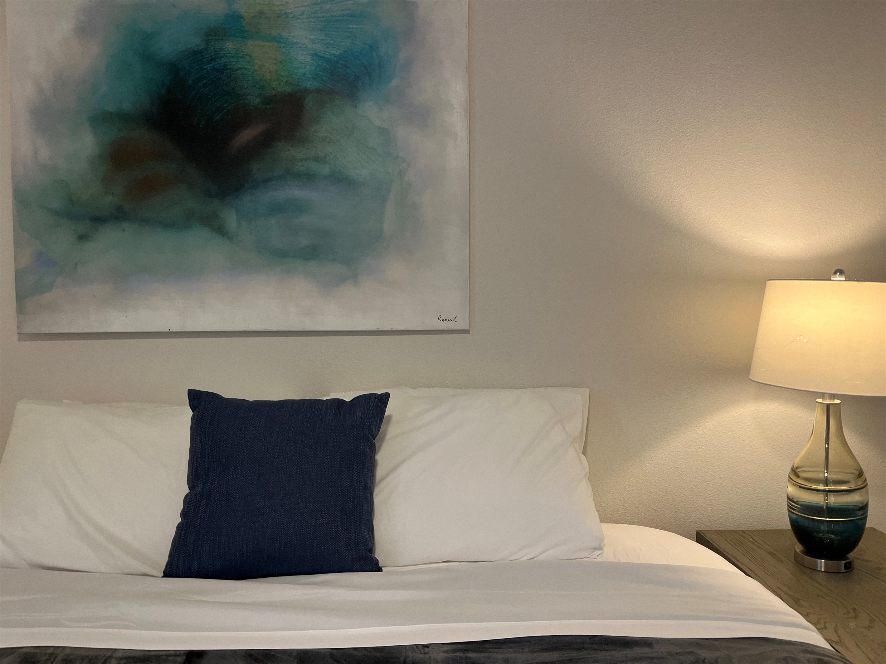 Spacious king bed for a deep, restful sleep