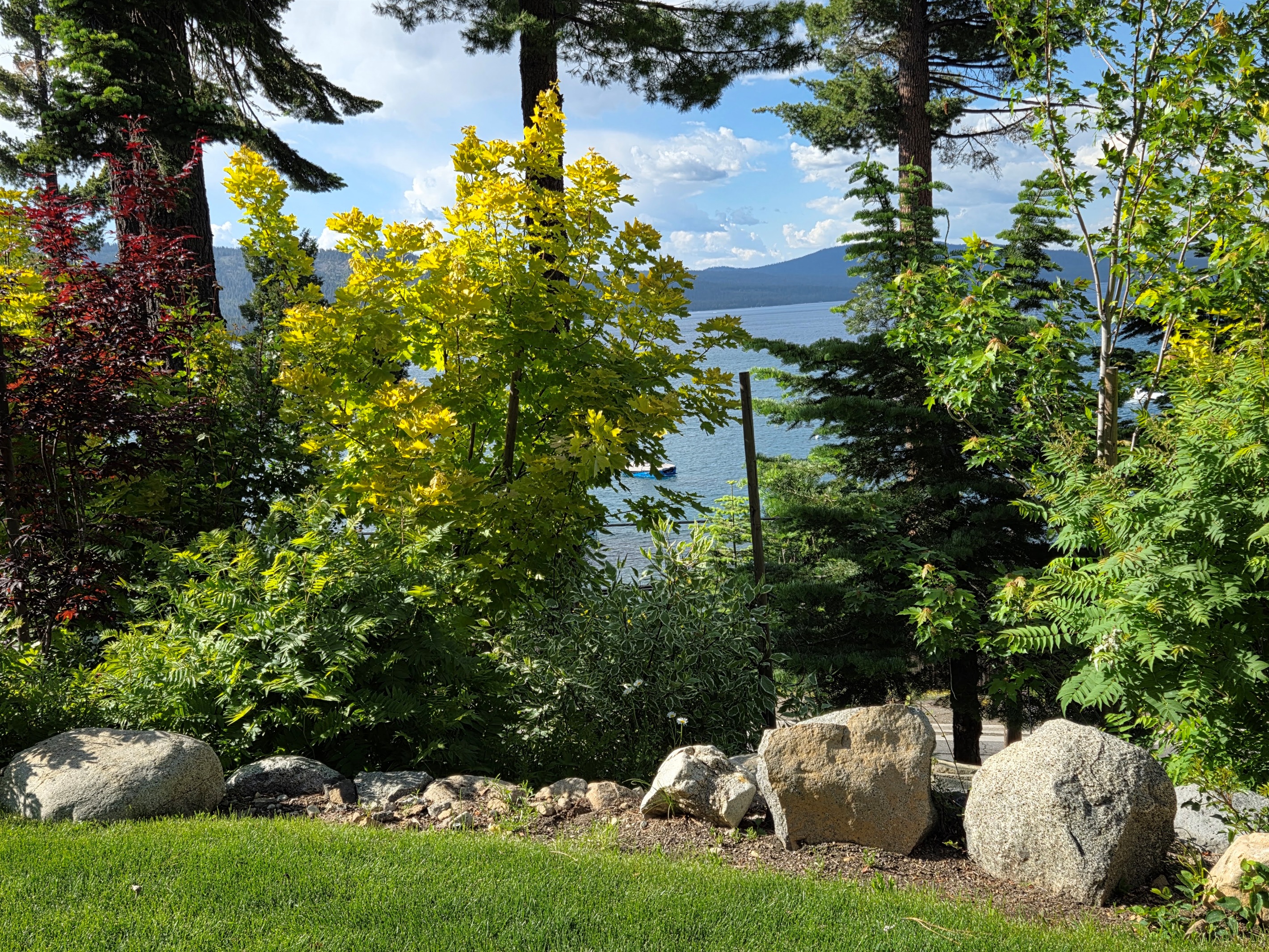 The landscaping on the property compliments the lake views.  Each season will be different as Lake Tahoe is a 4 seasons locale!