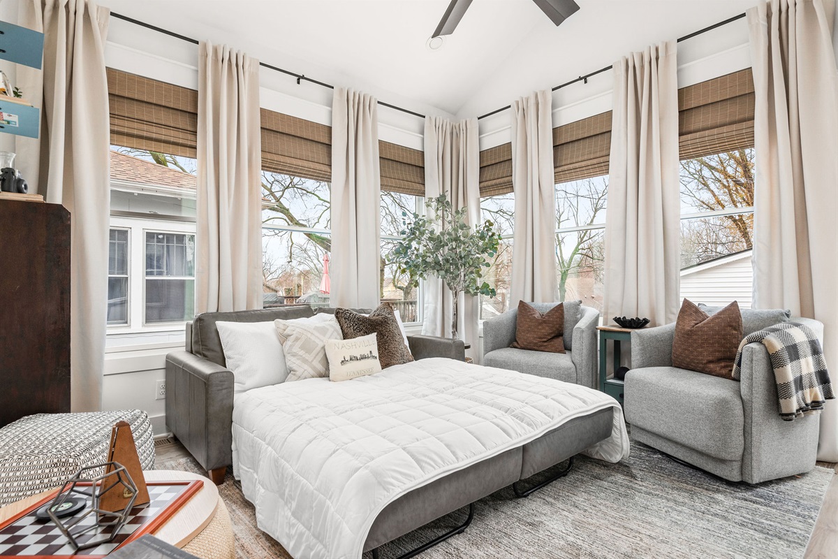 Bonus Living Space: Sofa Opens to Queen Bed + Blackout Window Shades & Curtains)