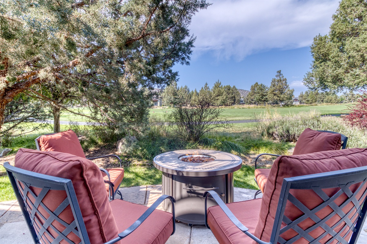 You'll love sitting around the propane fire pit and watching the golfers go by!