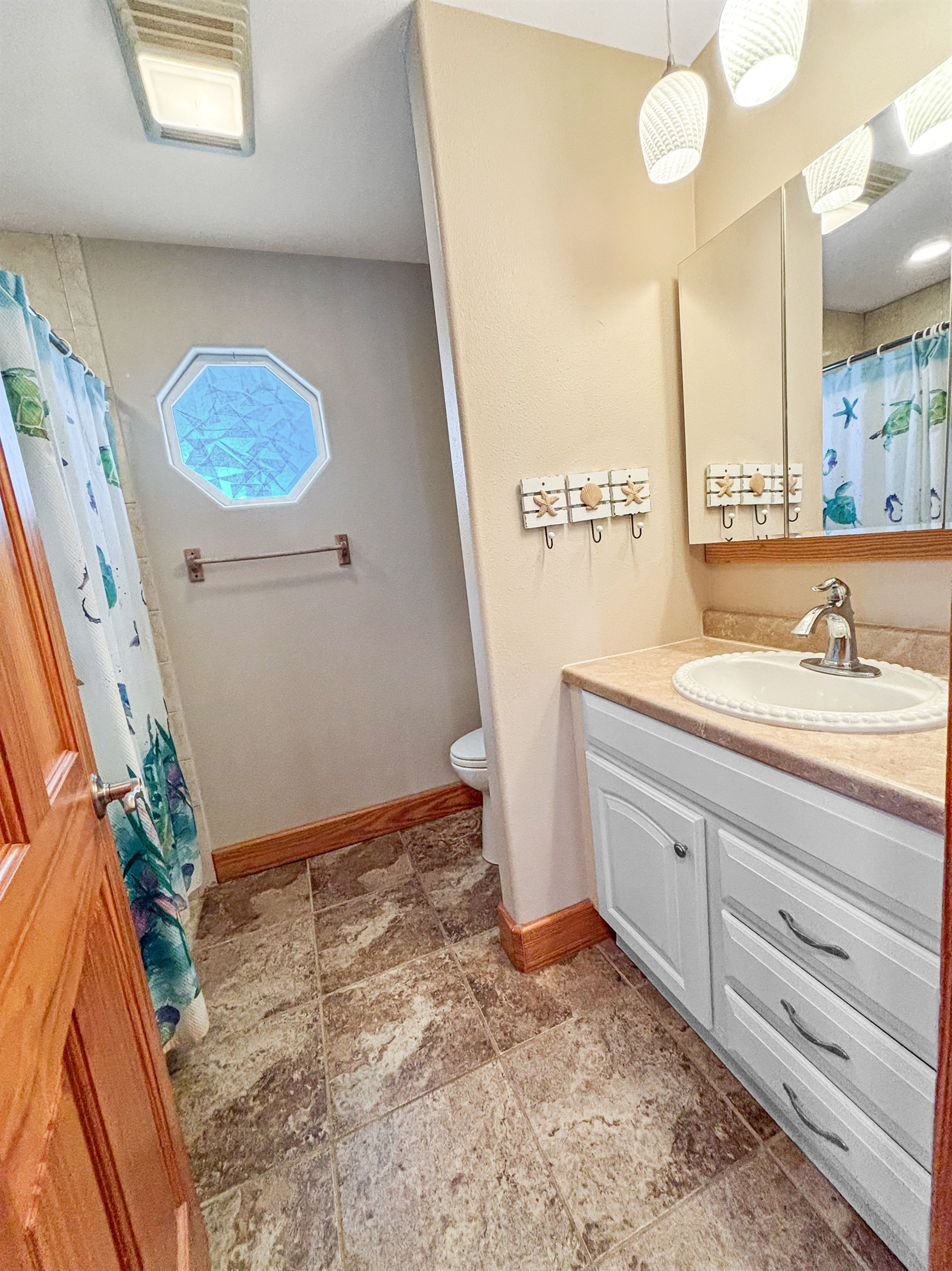 Large bathroom with walk in shower