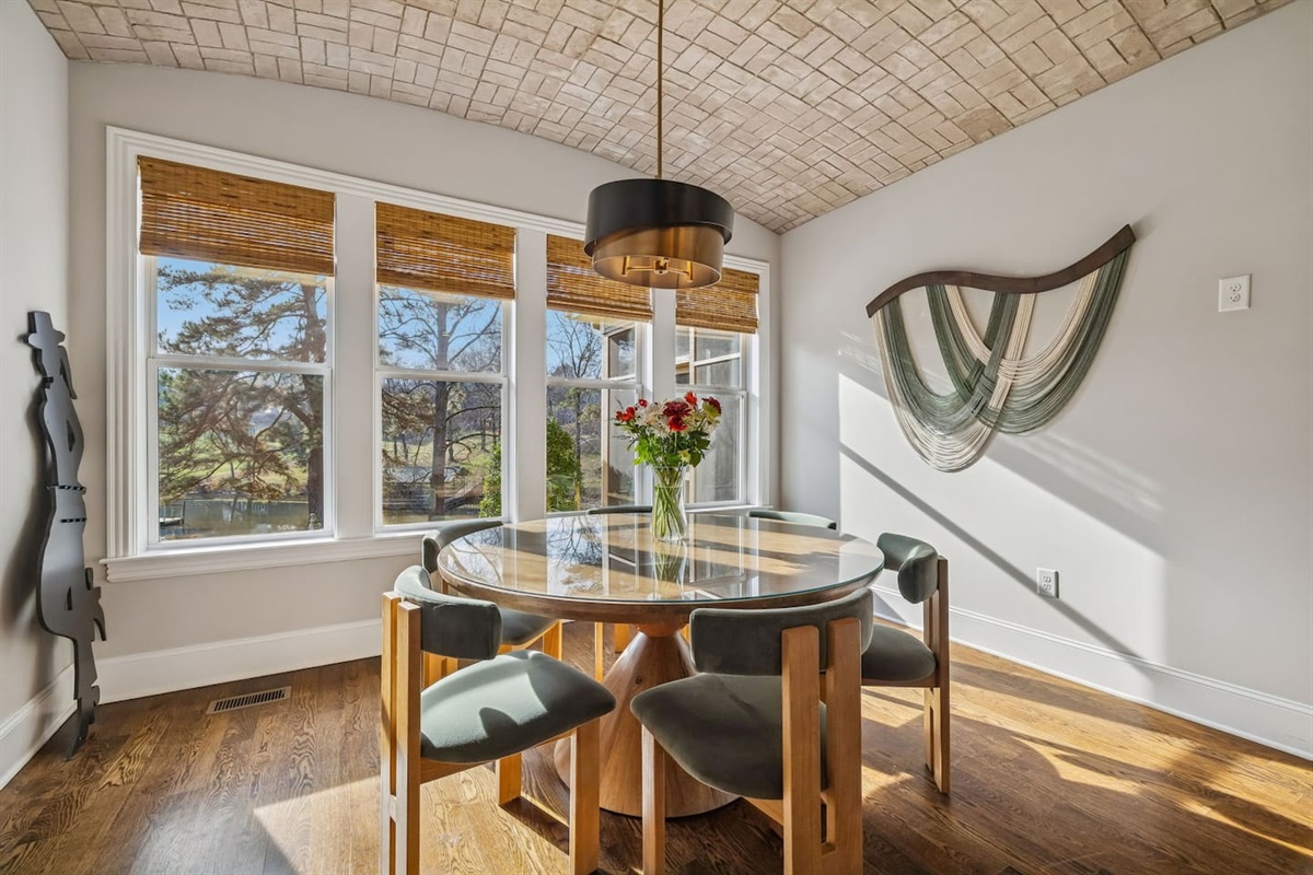 Dining area with views of the lake