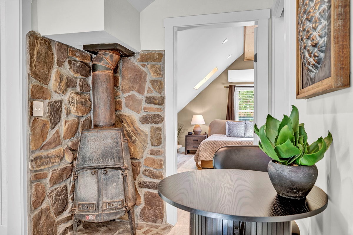 Exposed Clay Brick Fireplace (not operational)