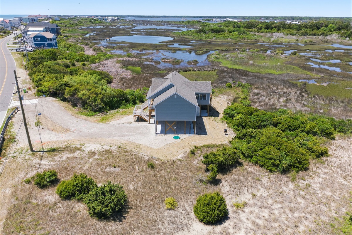 Unobstructed marsh views right behind the home&mdash;peaceful and private