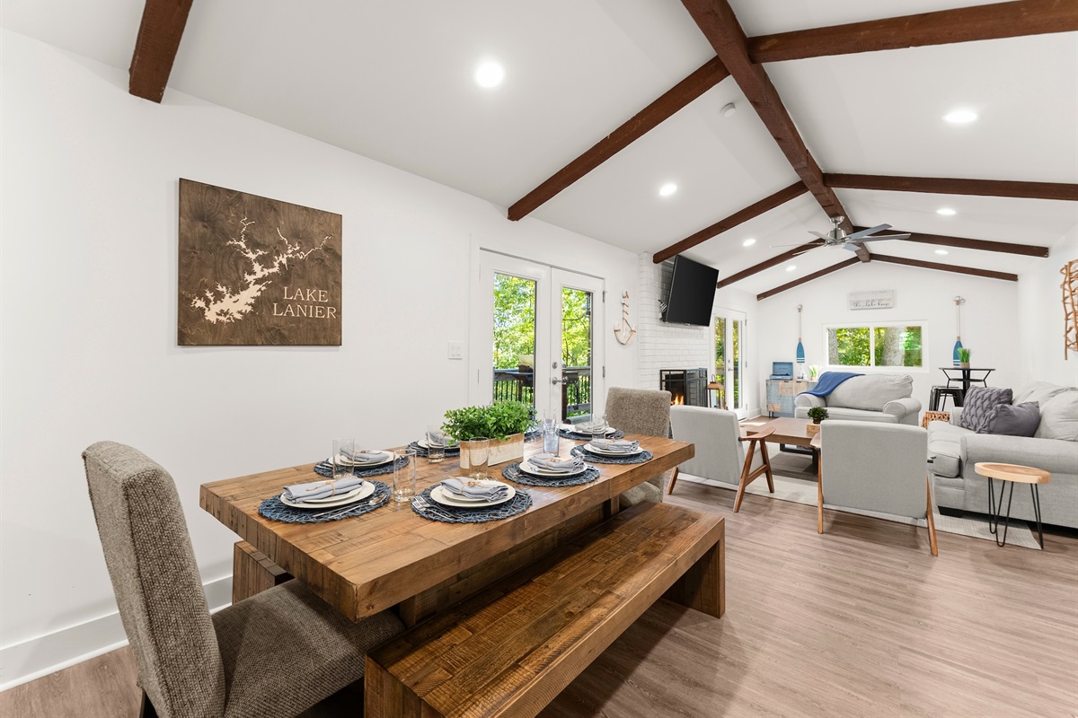 The living/dining area is open and airy - making it a perfect spot for everyone to gather!