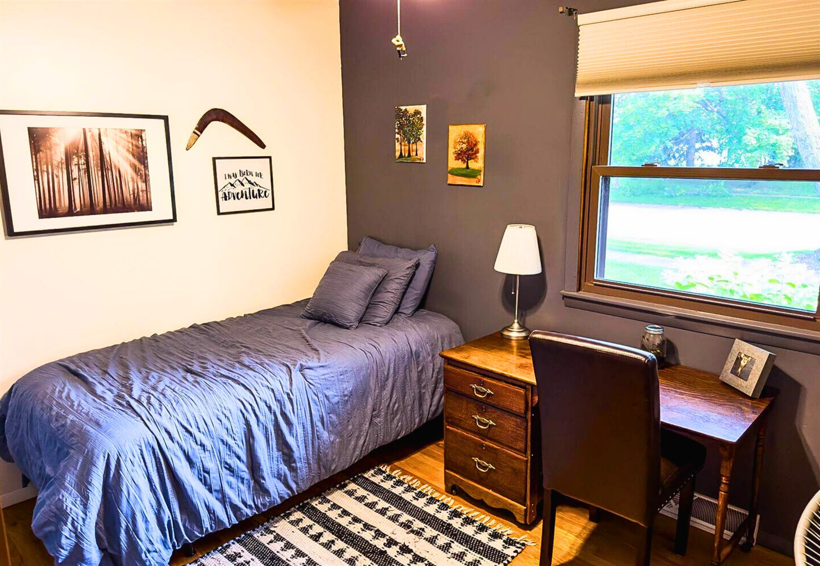 Dark Accent Wall with Large Open Window for Tons of Natural Light