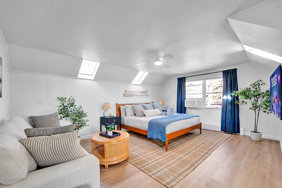 Guest suite with soft light and calm energy.