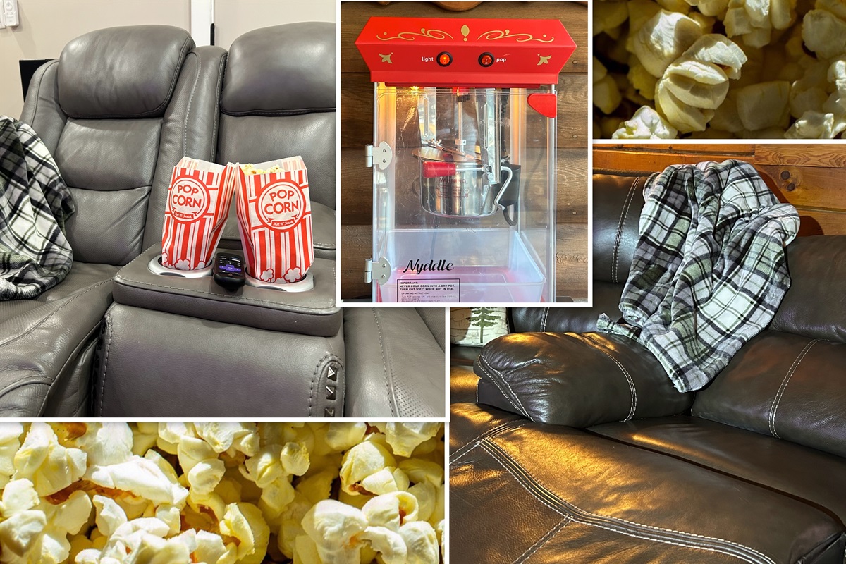We've got you covered for movie night! Pop up some theater style popcorn and choose which of the three TVs you will watch your streamed movie.