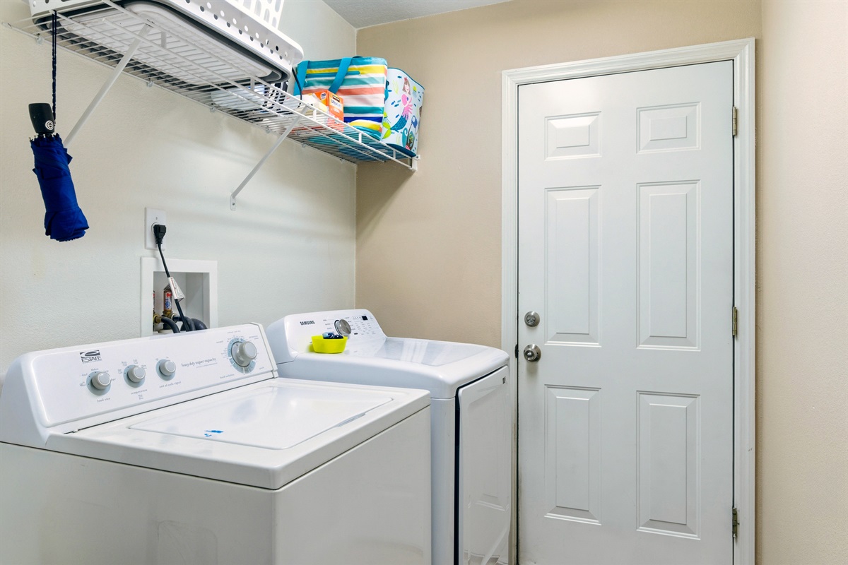Laundry room leads to garage