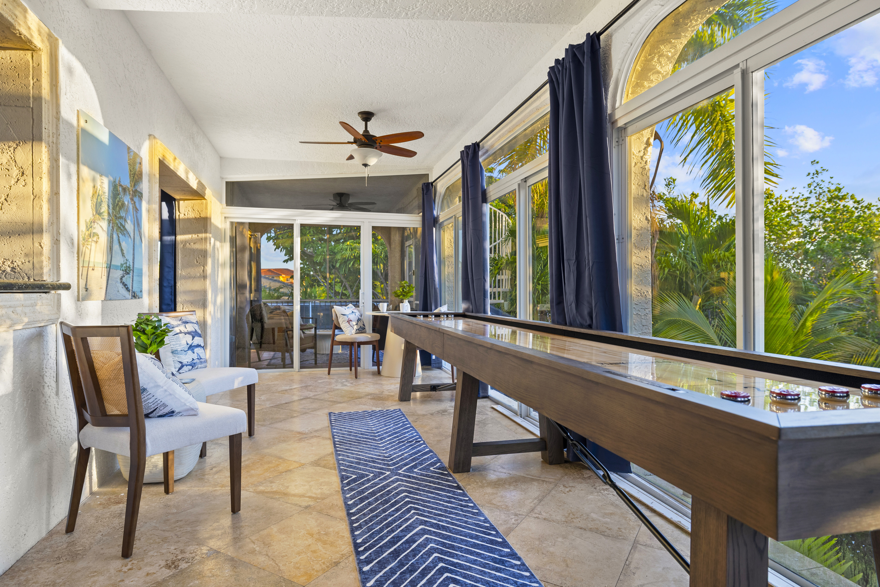 Enjoy a friendly match of shuffleboard.
