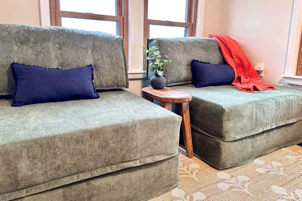 Cozy deep seat chairs for watching TV or reading.