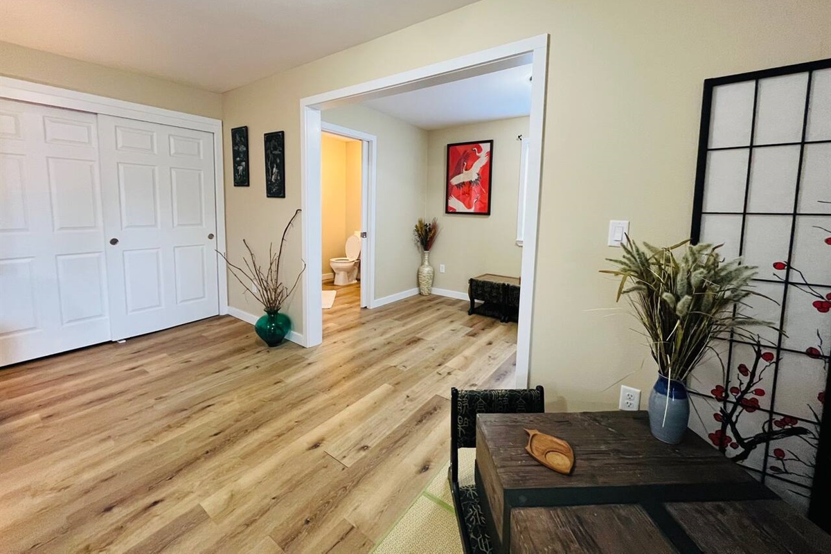 View from Far East bedroom into bathroom