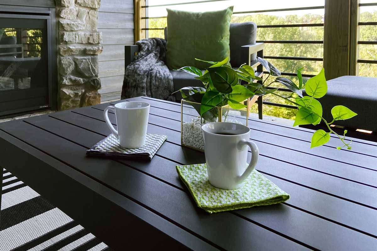 Your coffee will taste so much better on our back deck overlooking the lake