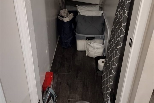 Bedroom closet stocked with sheets, pillows & comforter for pull-out couch &/or air mattress.