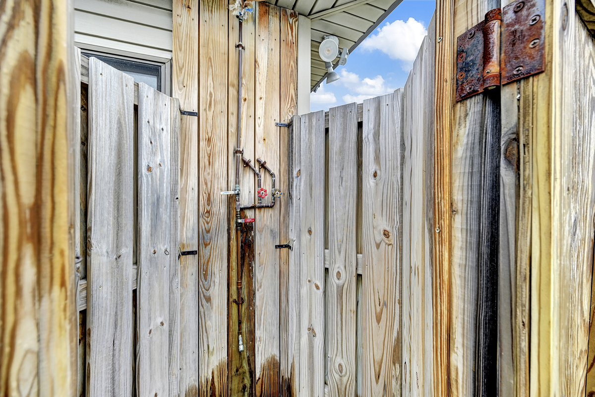 Why shower inside?  Wash away all that sand outside in our rustic outdoor shower!