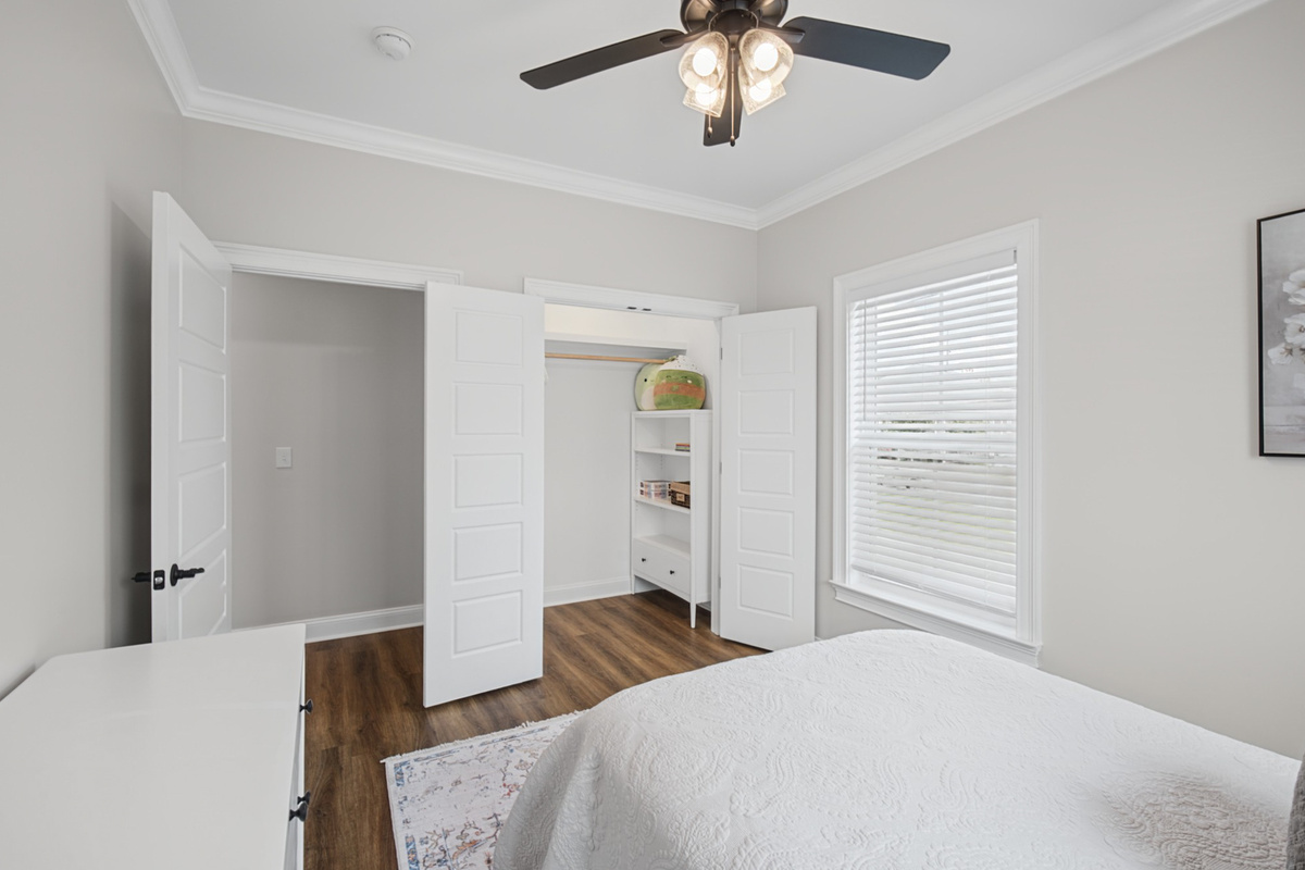 Queen bedroom closet with plenty of room to unpack and stay awhile