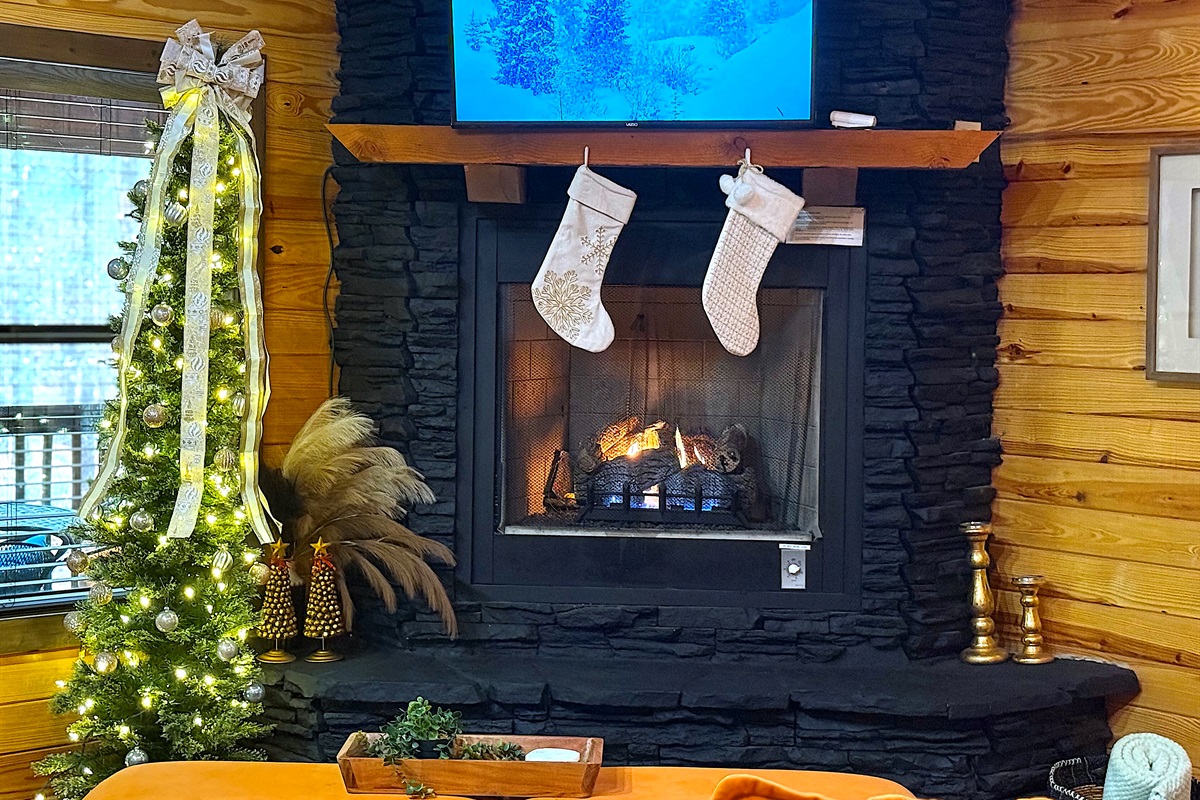Cozy up by the fireplace