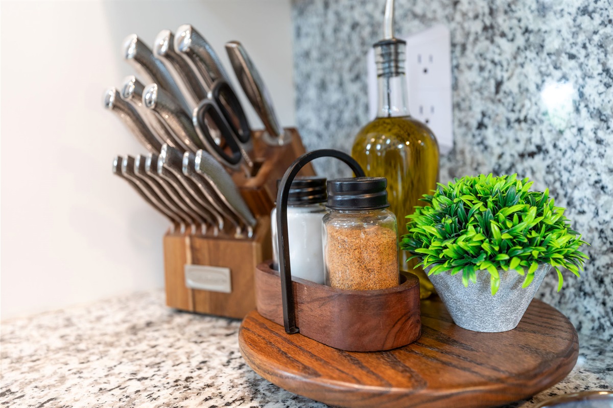 Oil, salt, and pepper for your use!