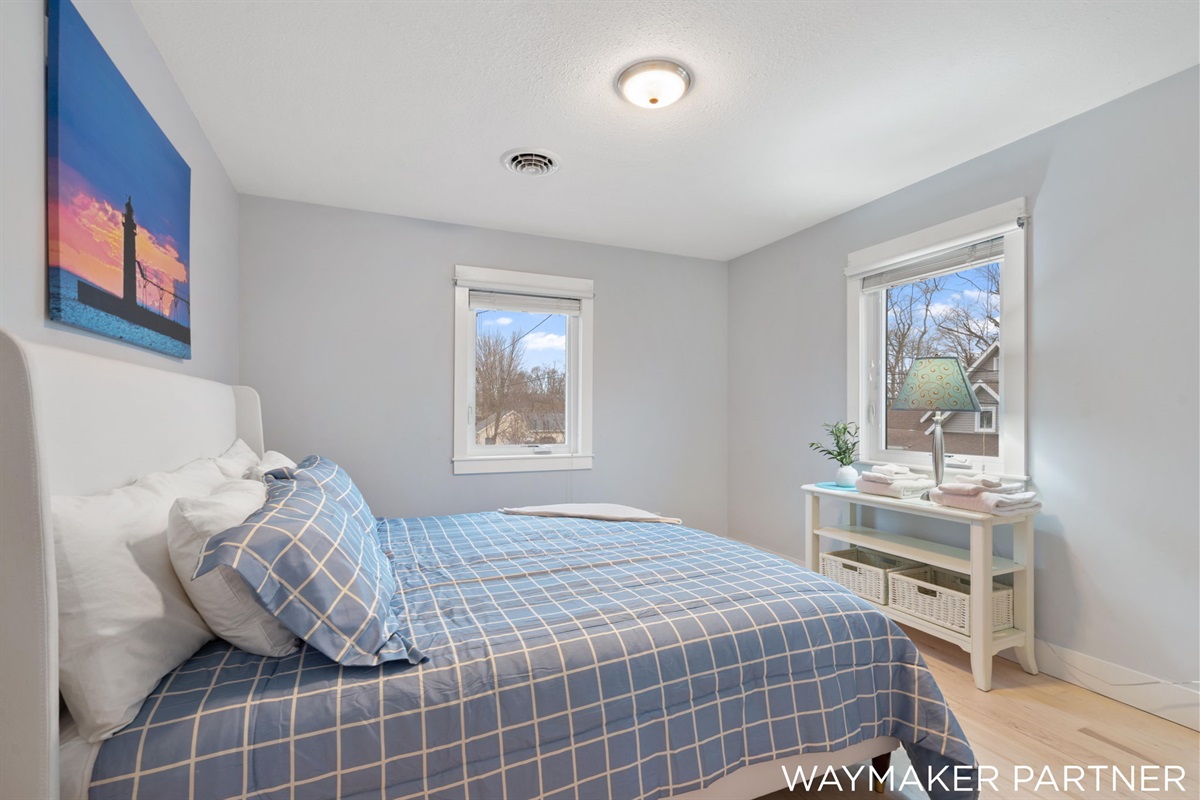 Bedroom #4 on 2nd floor with king bed and beautiful lighting