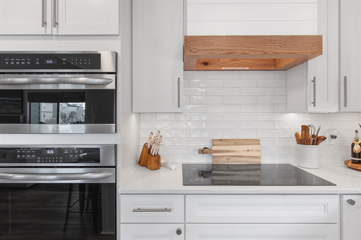 Wall oven with microwave and induction range