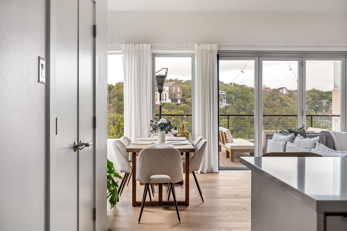 Open dining area that flows seamlessly into the living space
