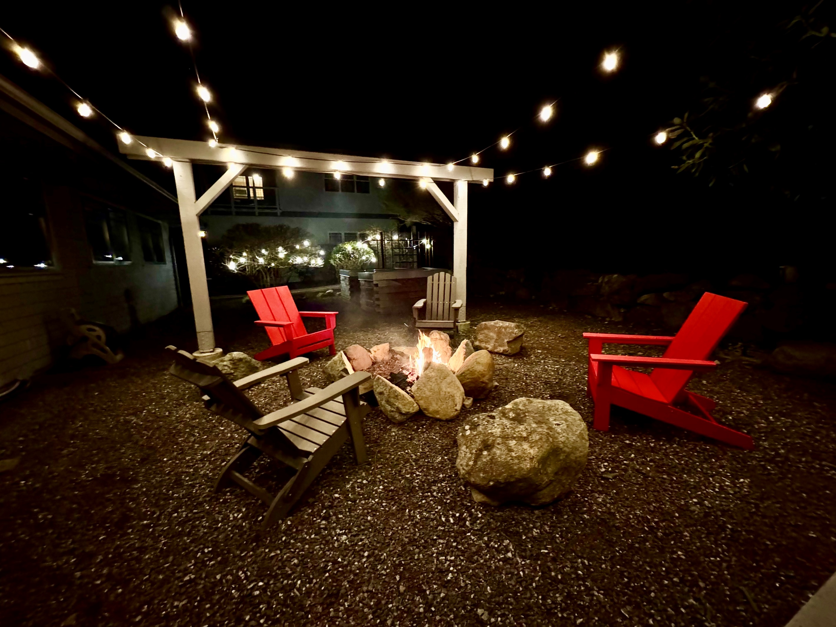 Firelight, string lights, and starry nights.