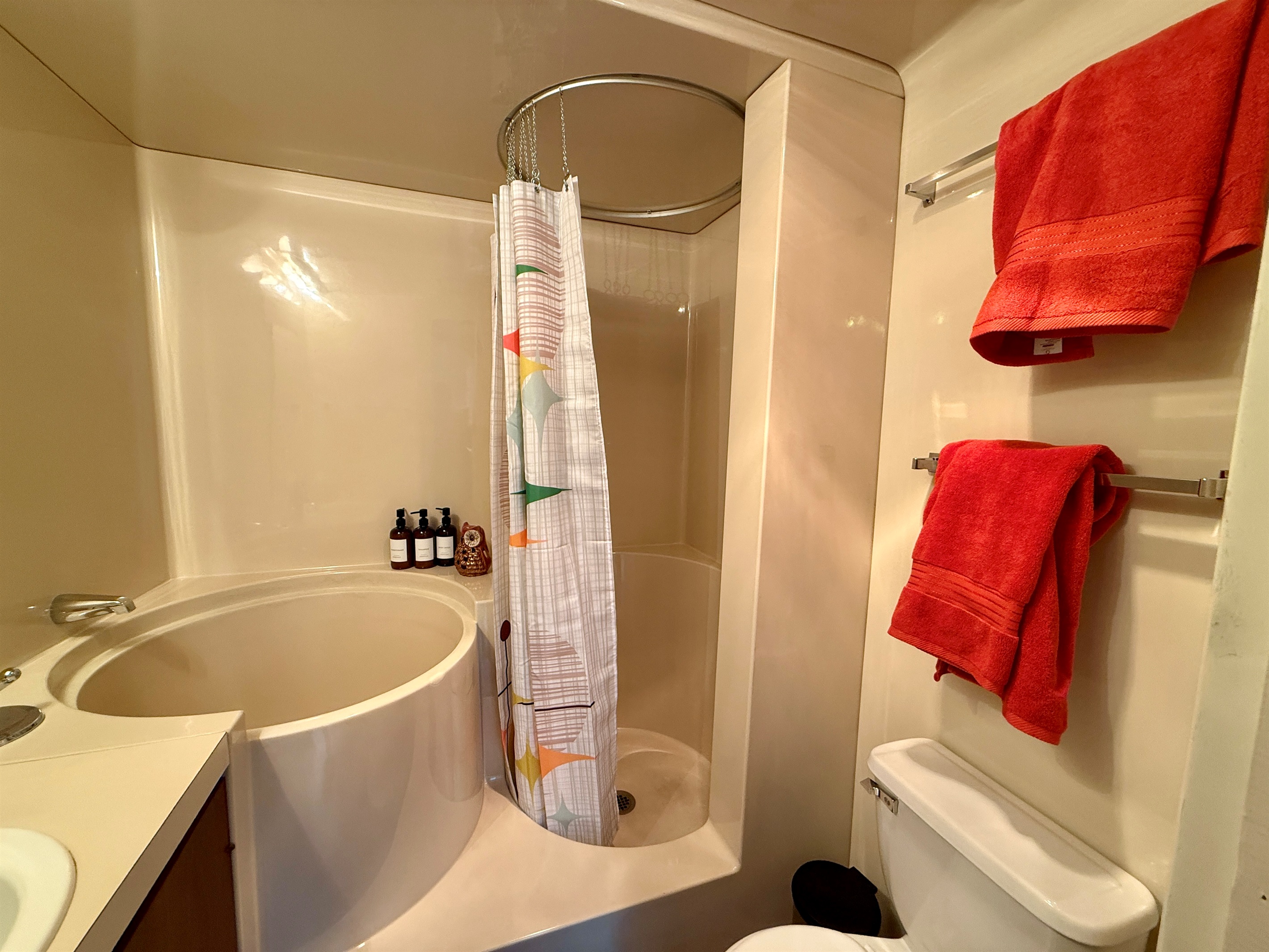Japanese soaking tub, shower, full bathroom 2, attached to bedroom 2