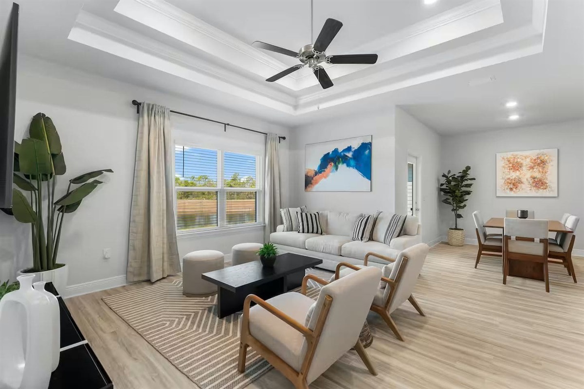 Spacious open-layout living area, perfect for relaxing nights or entertaining guests