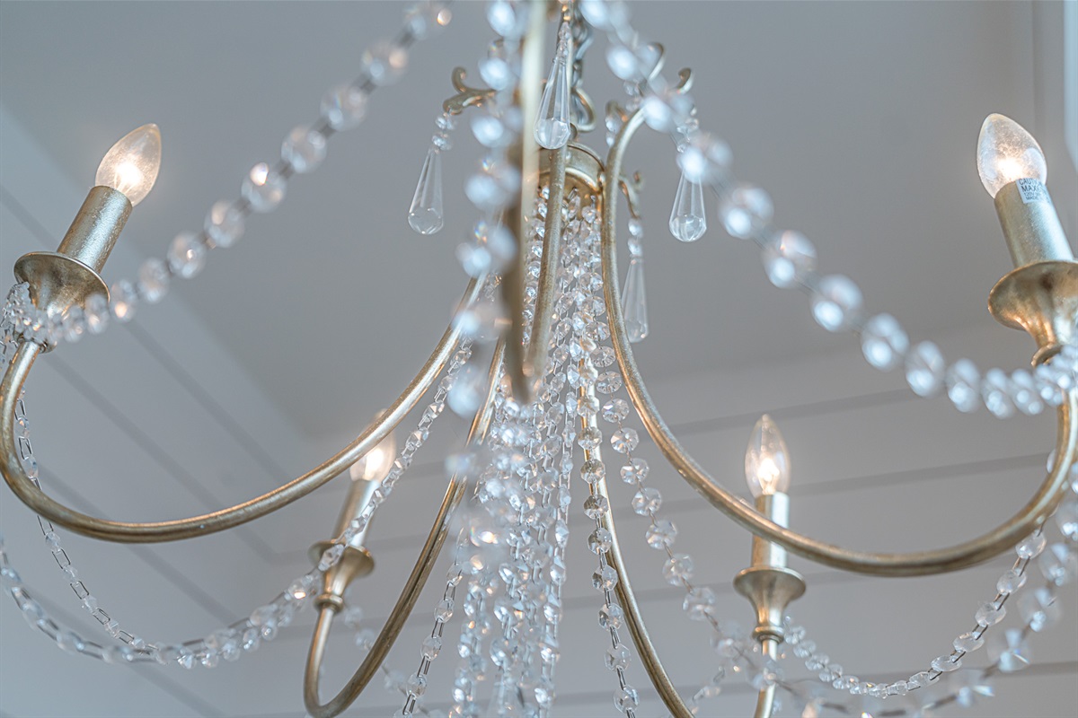 Feel like royalty with the chandelier over the soaking tub.