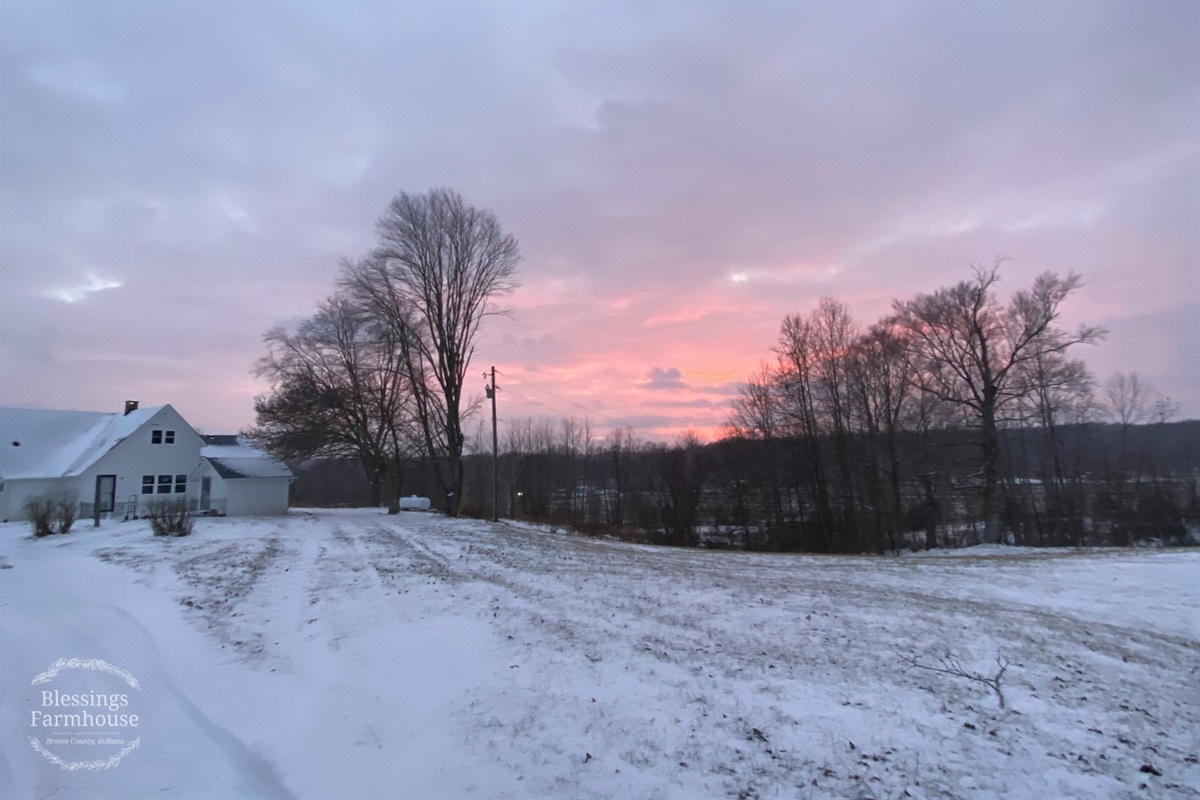 Winter sunsets are beautiful at the Farmhouse!