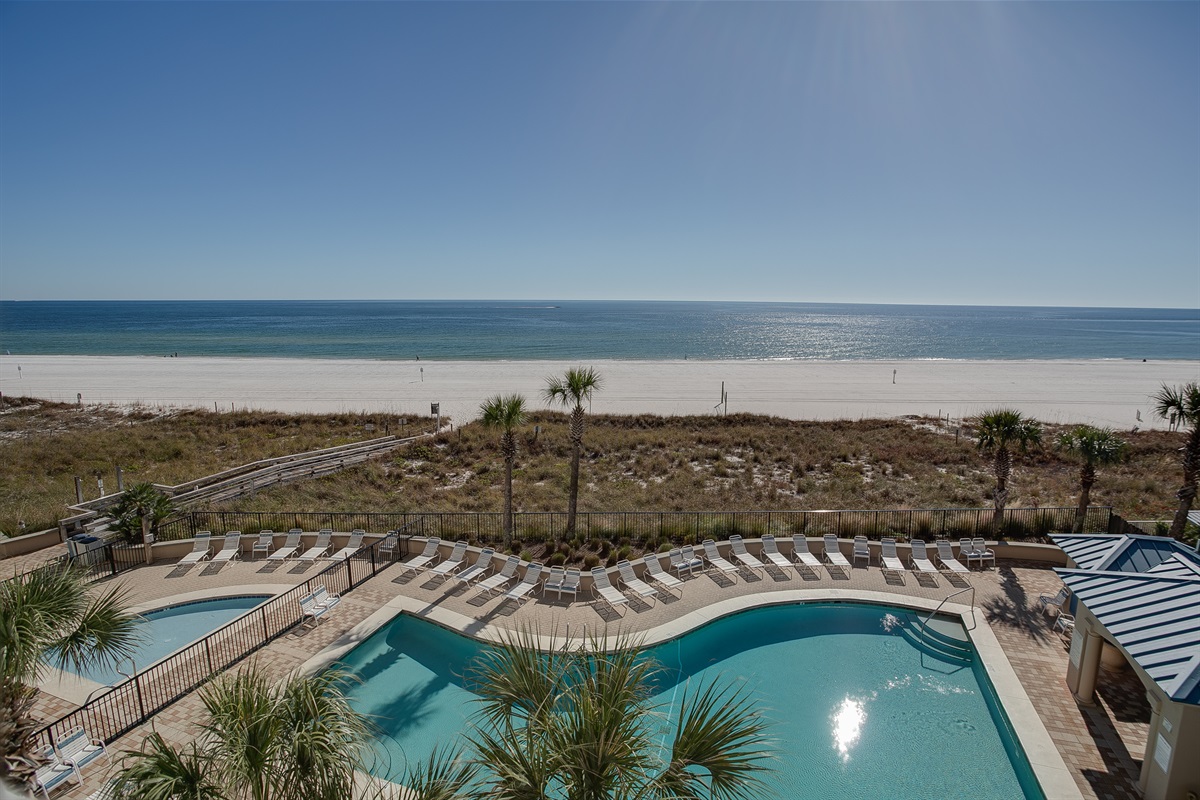 View of pool and beach