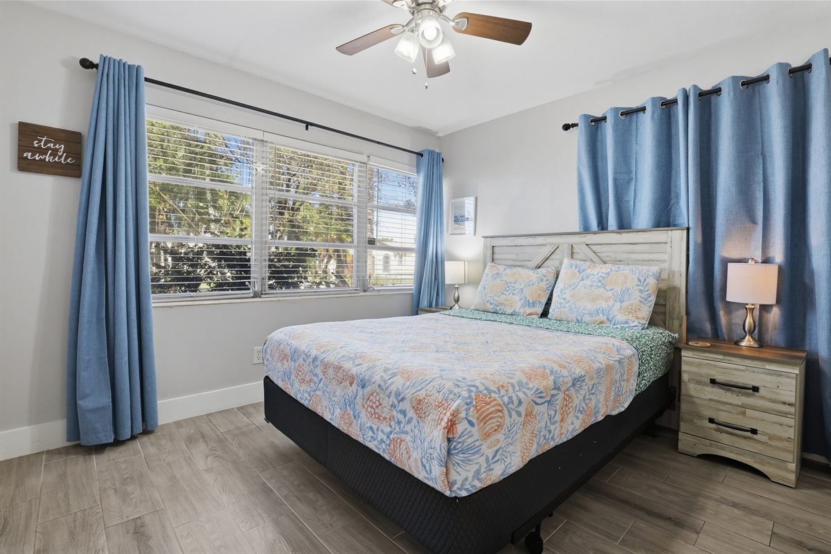 Guest bedroom one with queen bed