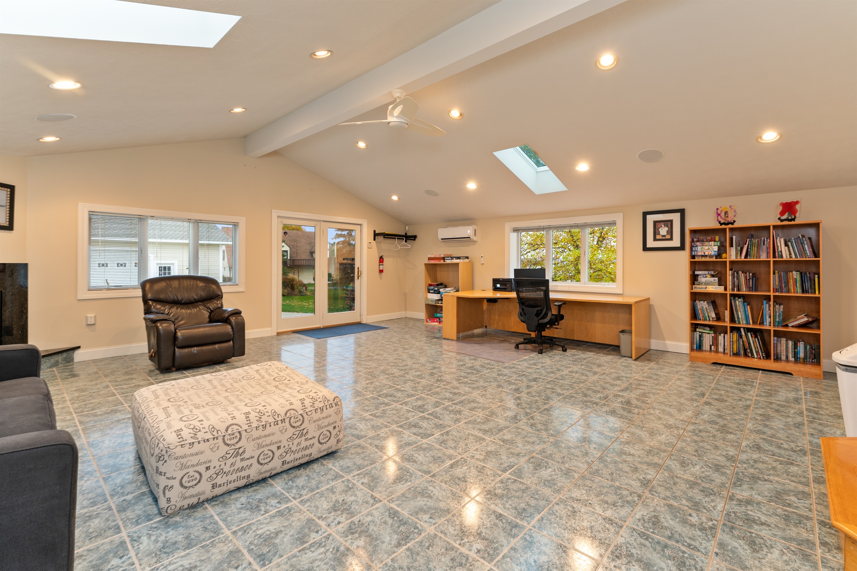 Designated desk area with separate living room space-main floor
