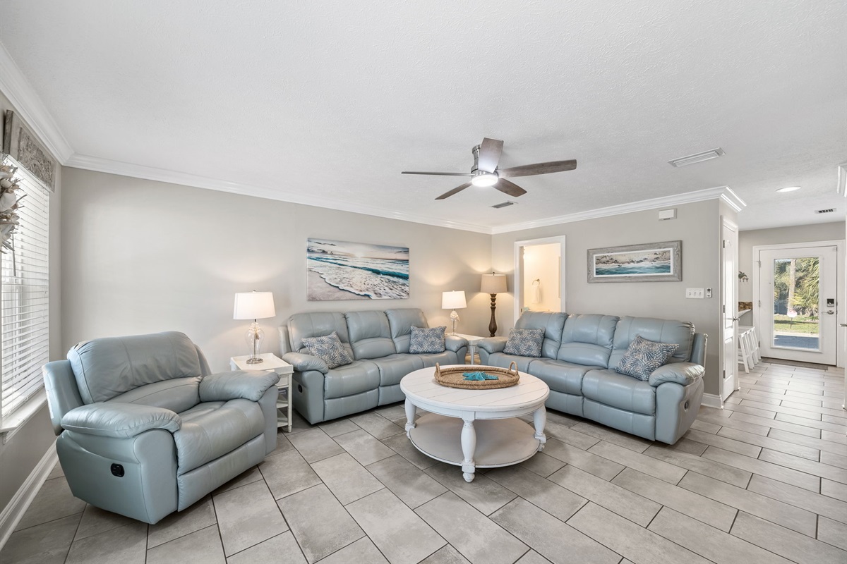 All new living room furniture. 2 couches with 4 reclining seats plus a recliner!