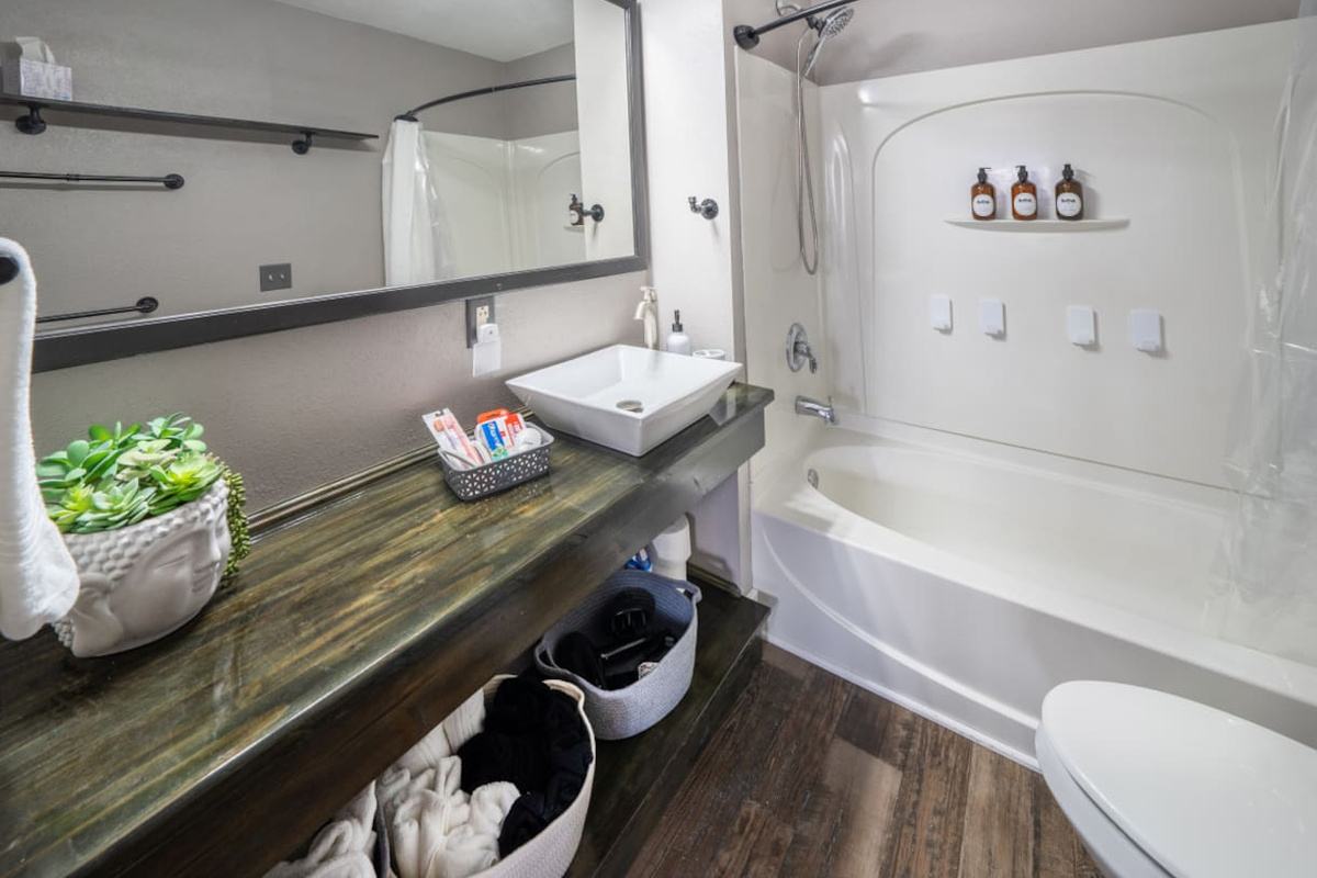 Our bathrooms are fully stocked with towels, shampoo, conditioner, body wash and much more.