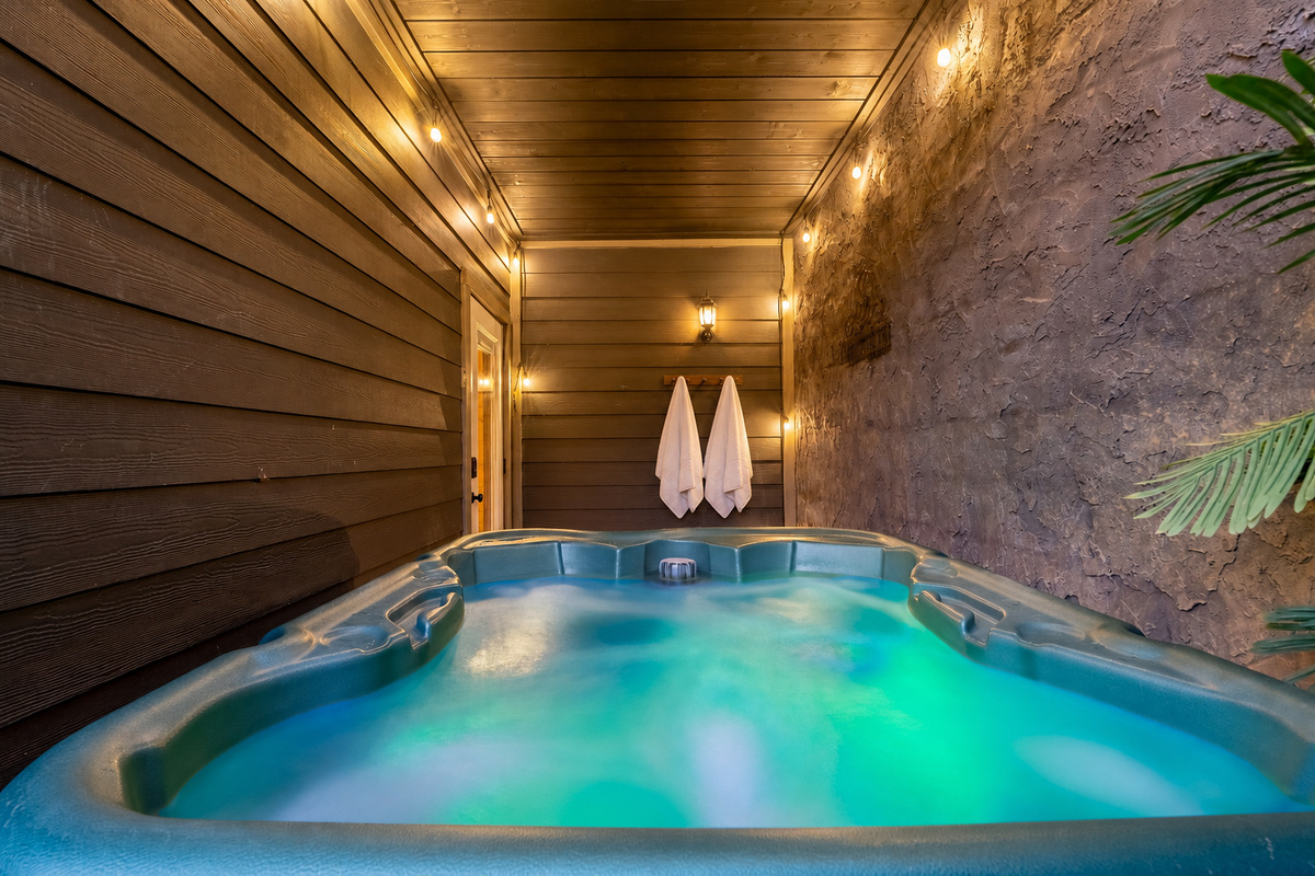 Unwind in the hot tub after a long day of hiking.