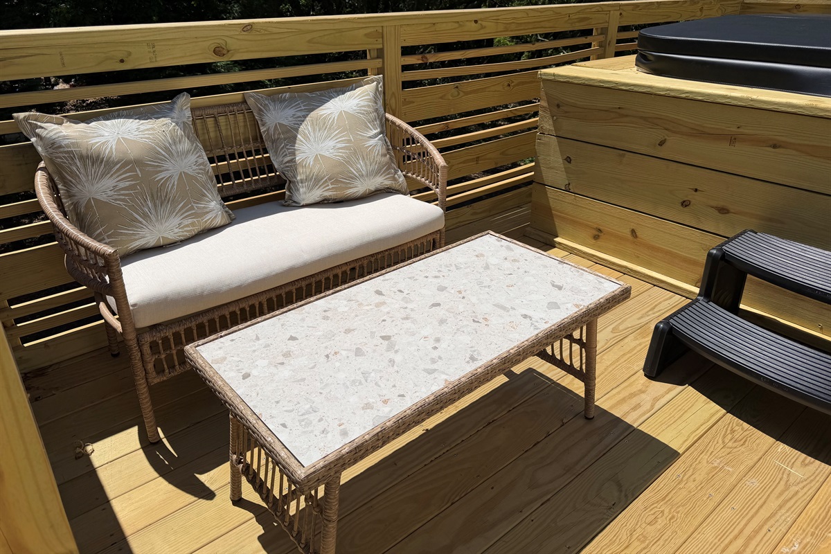 Love seat next to hot tub