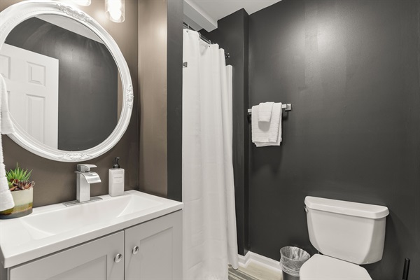 Main level hall bath with shower
