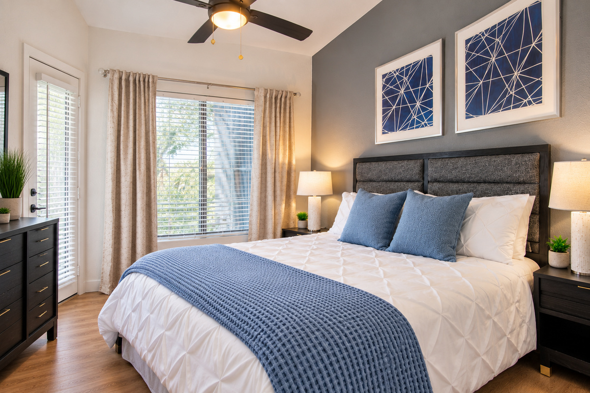“Rest easy in this warm and inviting space after exploring the area.”