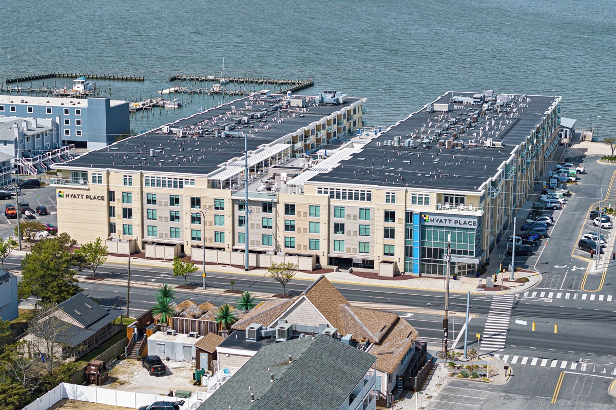 View of condo building on the bay