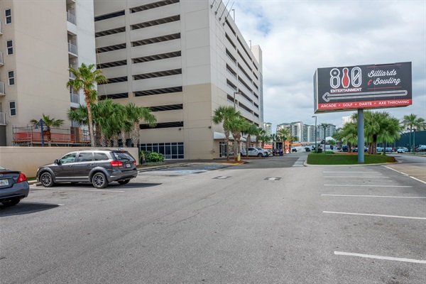 There's a great family entertainment space located on the first floor of the north parking structure.  It's called 810, games, bowling, billiards a full bar and great milkshakes.  something for everyone right on property... no need to drive.