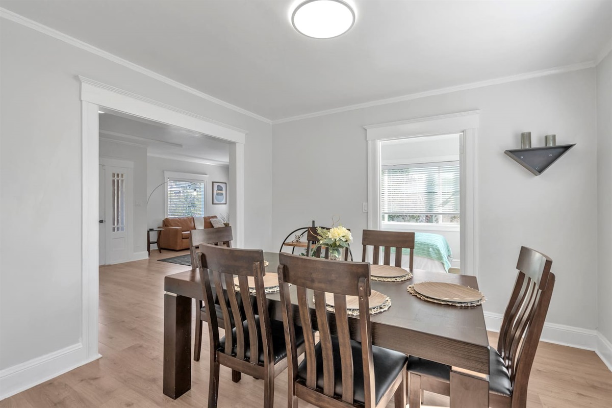 Modern, airy space ideal for brunch or a festive dinner.