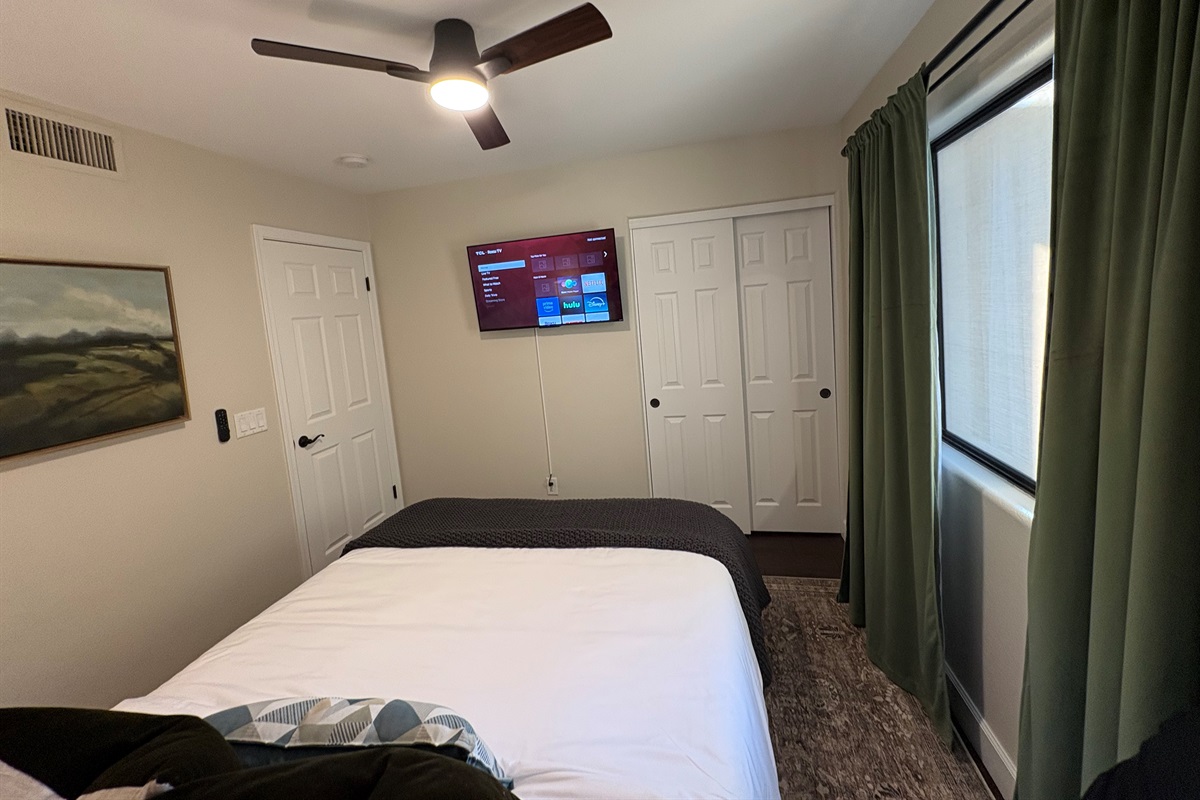 Bedroom 3: Queen Bed w/Drawers + Smart TV
