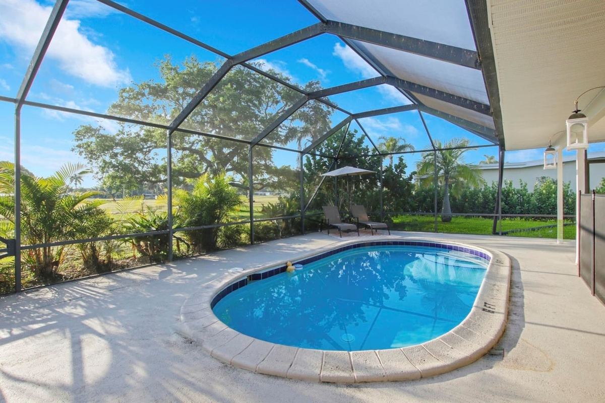 View from Pool deck onto golf course. 