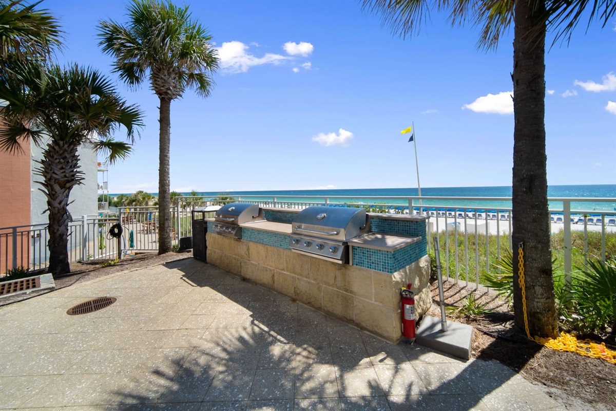 Outdoor public BBQ grills.