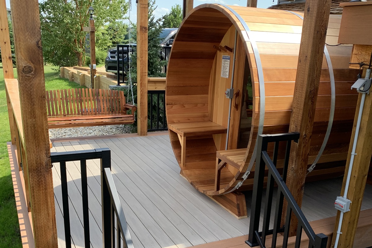 SAUNA DECK AND SWING BENCH