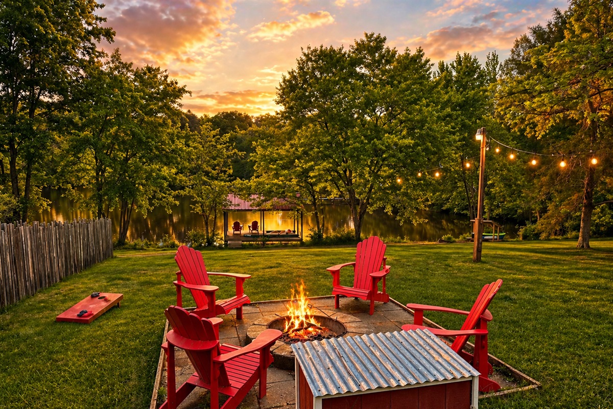 Fire pit and Lake