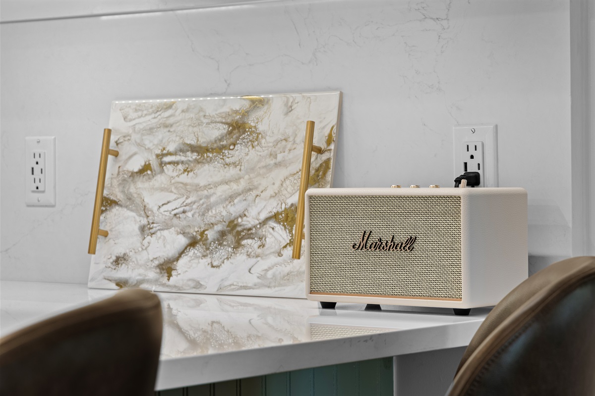 Stream music with the stylish Marshall Bluetooth speaker.