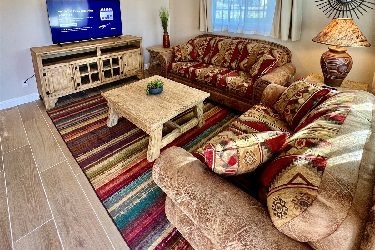 Soak up the natural light in this airy, open-plan space.