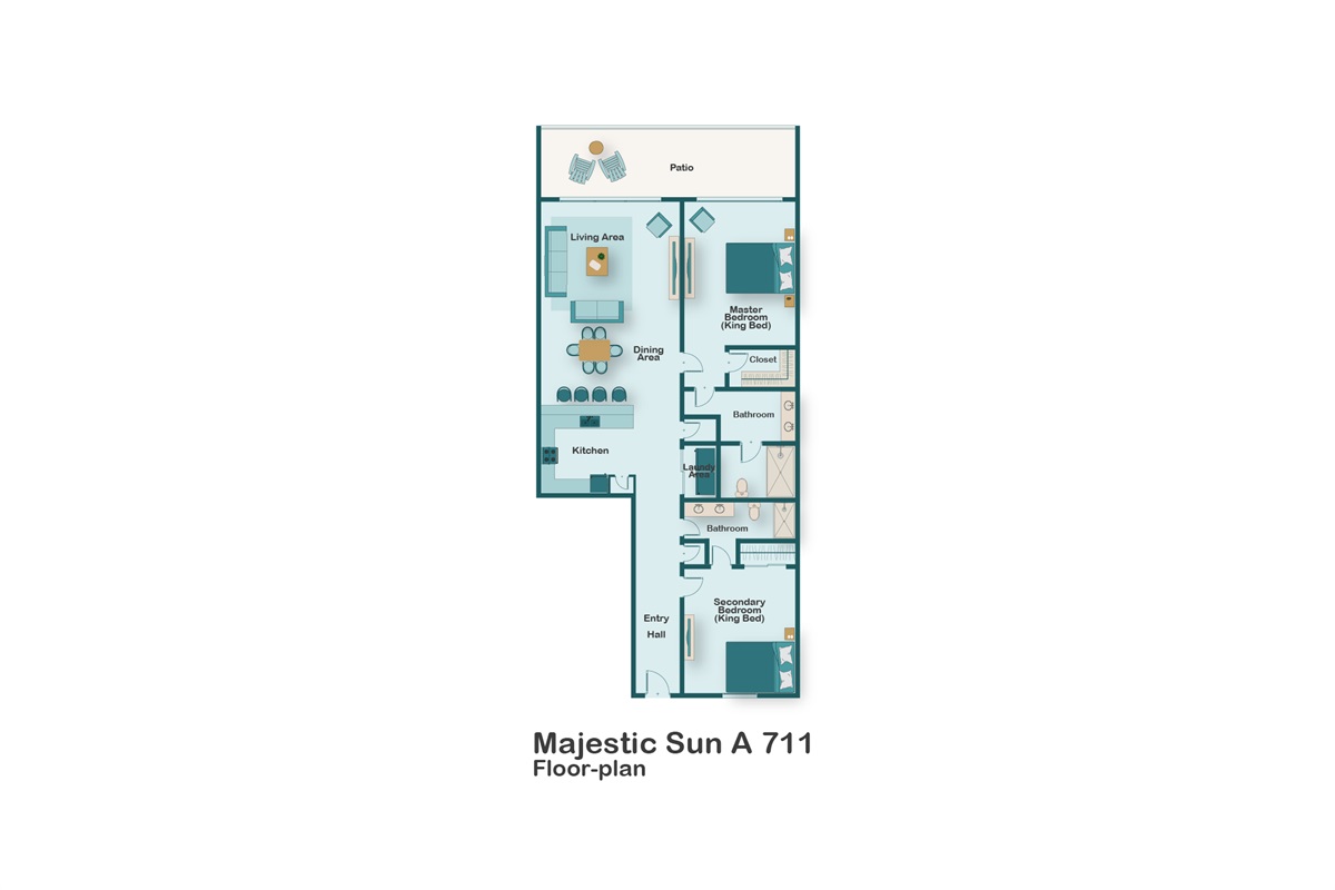 This 7th Floor 2BR/2BA condo at Majestic Sun is updated with a remodeled kitchen, remodeled bathrooms (walk in shower master) and a 6-seater Golf Cart (starting March 1, 2026) -Come and Relax!